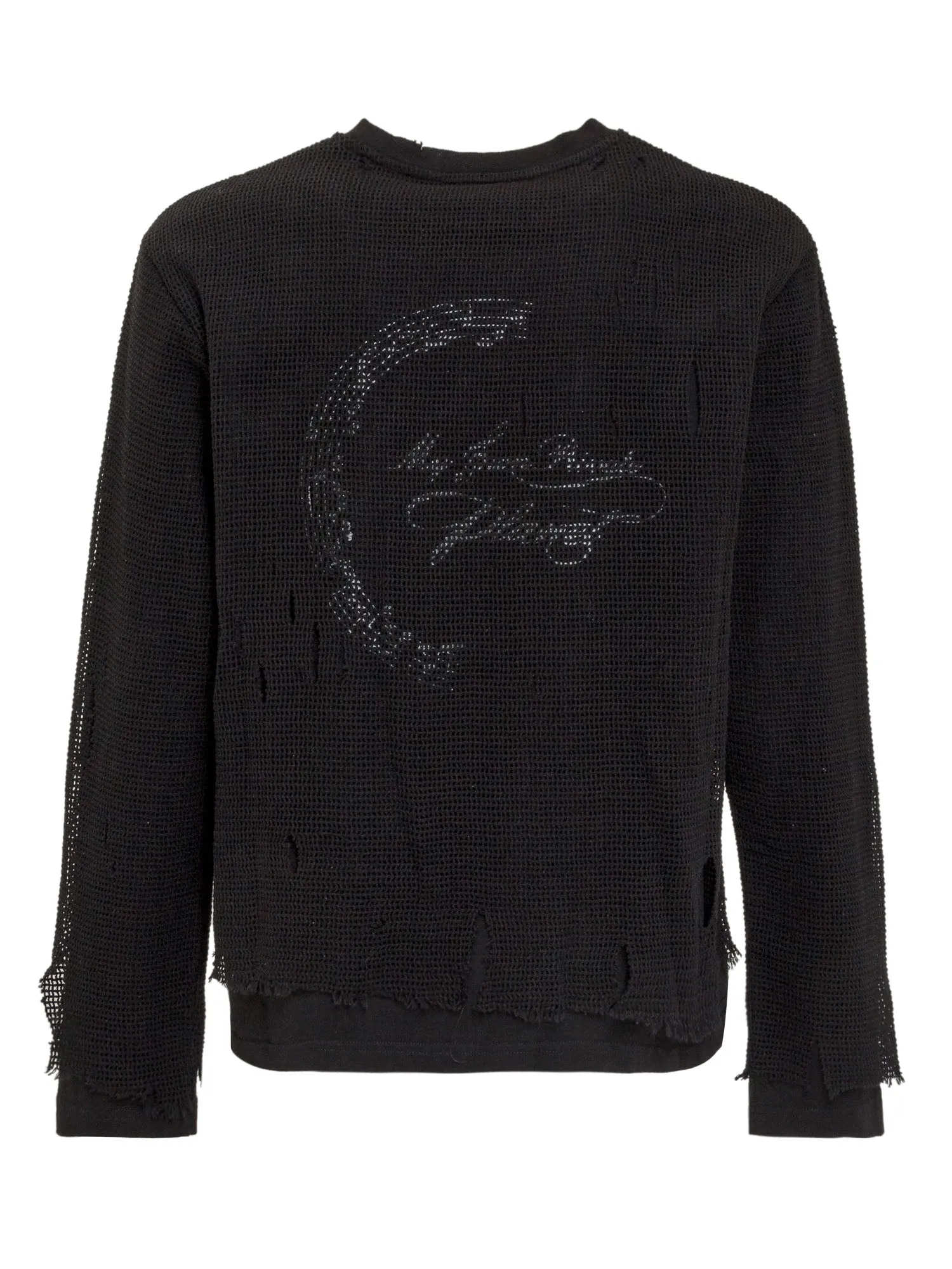 C2H4 Layered Distressed Knit Sweater