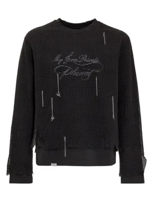 C2H4 Layered Distressed Knit Sweater