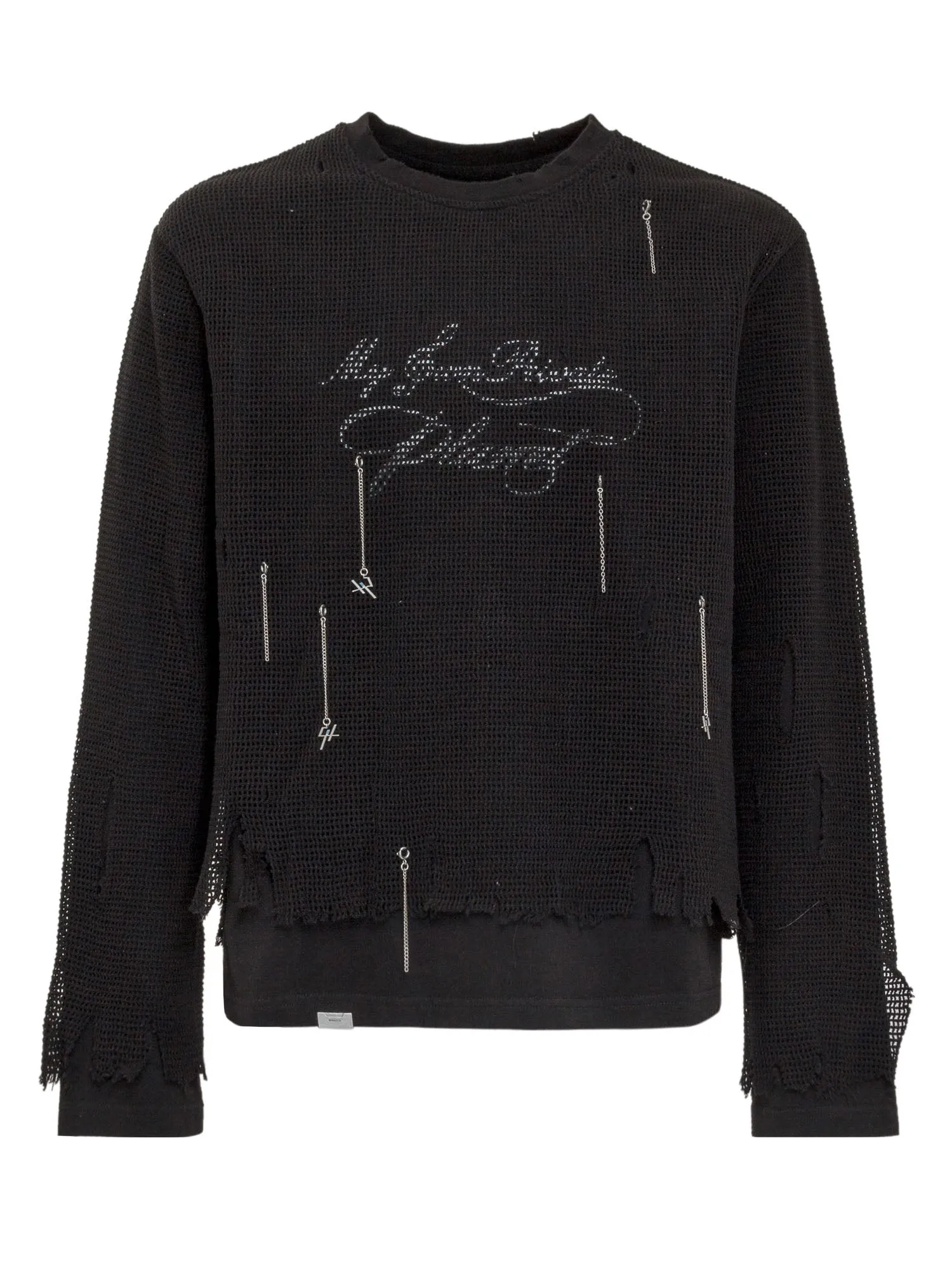 C2H4 Layered Distressed Knit Sweater