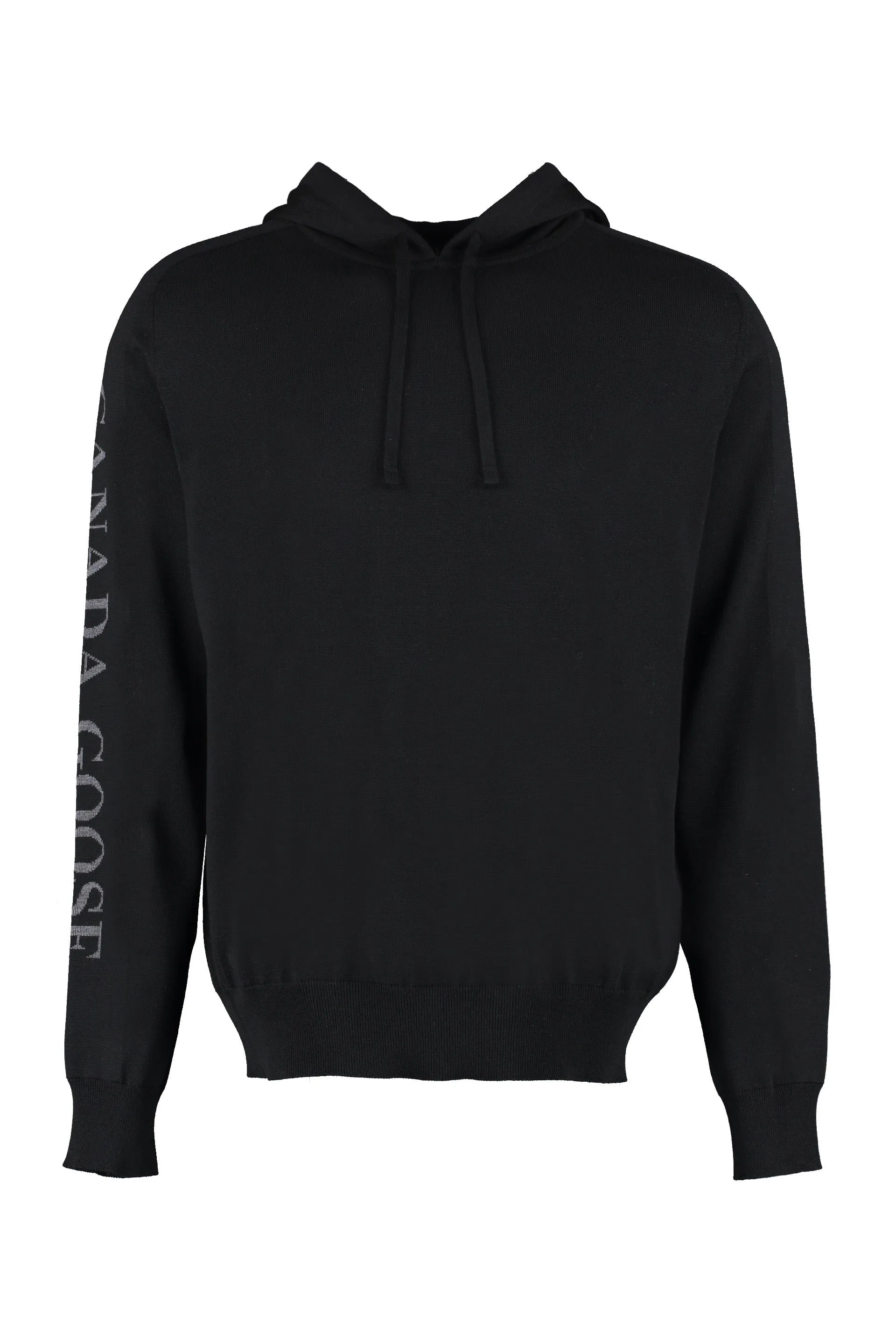 Canada Goose Logo Intarsia Drawstring Knitted Hoodie