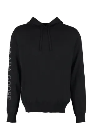 Canada Goose Logo Intarsia Drawstring Knitted Hoodie