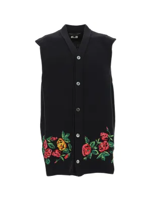 Comme des Garons Homme Plus Floral Intarsia Knitted Cardigan