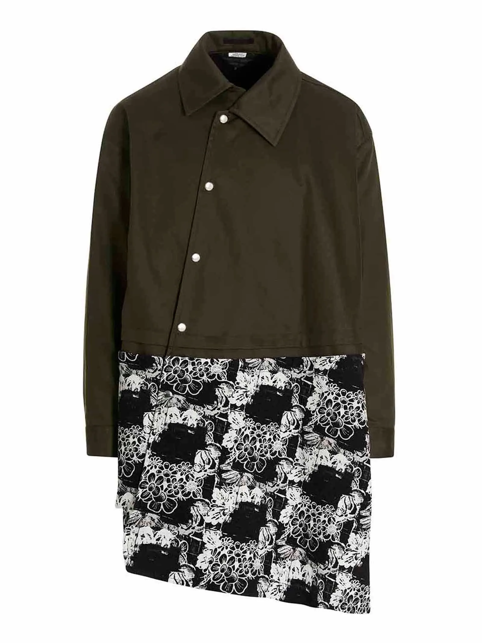 Comme des Garons Homme Plus Floral Print Asymmetric Coat
