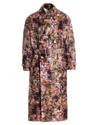 Comme Des Garons Homme Plus Rose Print Trench Coat