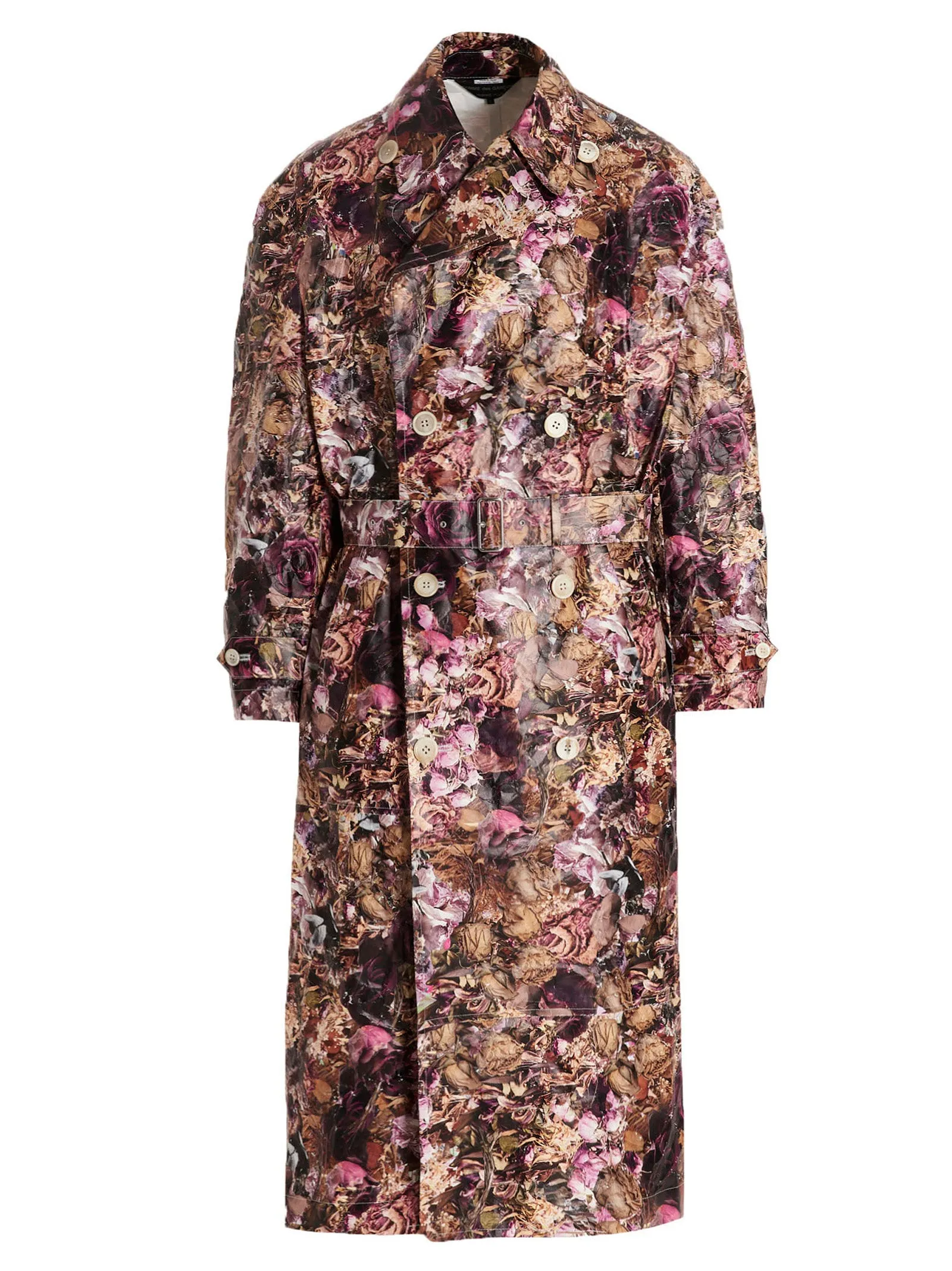 Comme Des Garons Homme Plus Rose Print Trench Coat