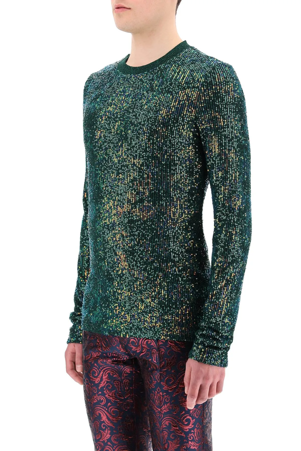 Dolce & Gabbana Allover Sequin Crewneck Sweater