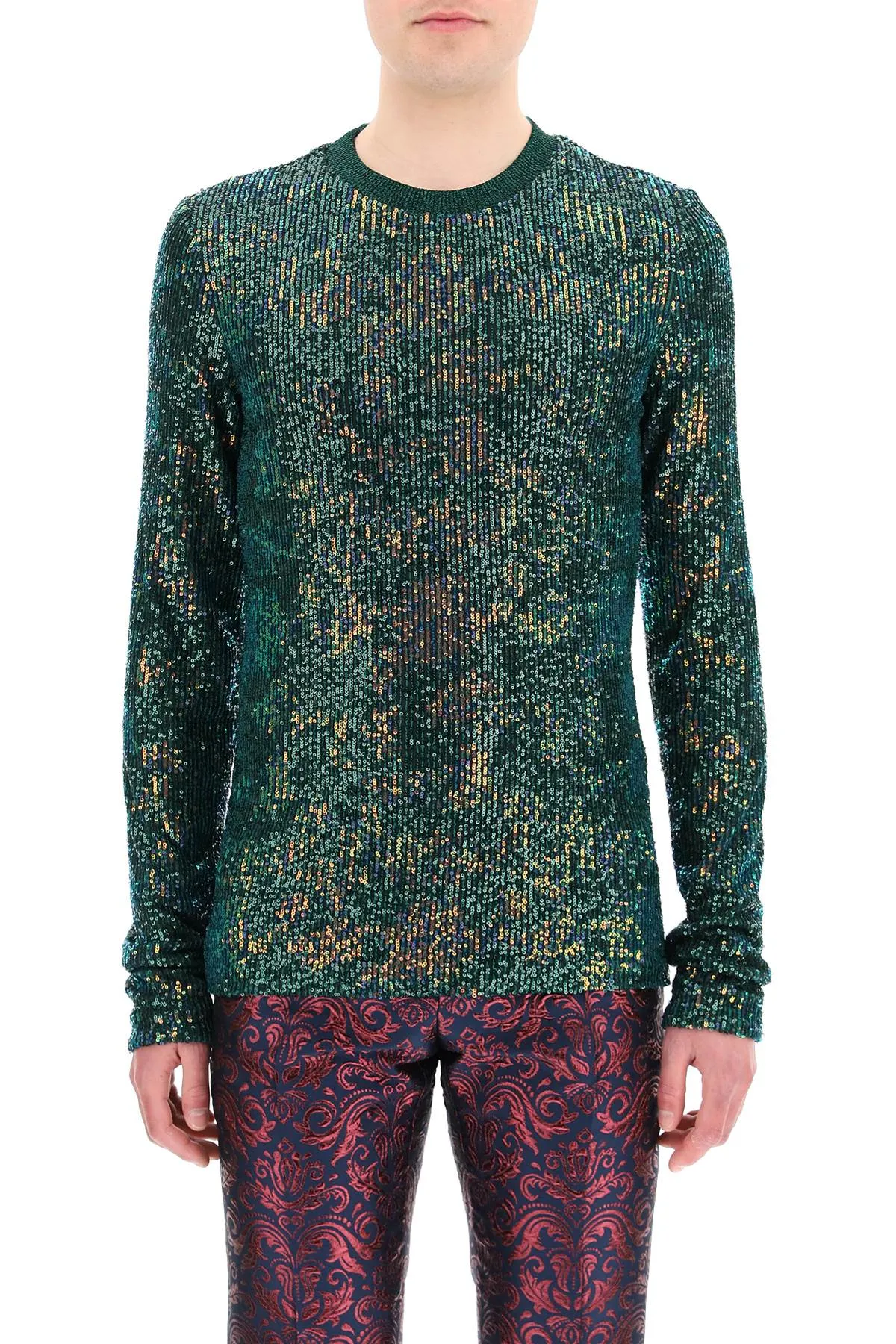 Dolce & Gabbana Allover Sequin Crewneck Sweater