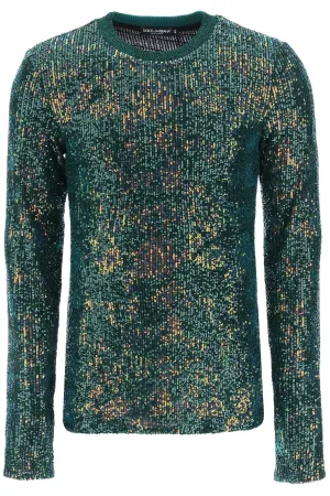 Dolce & Gabbana Allover Sequin Crewneck Sweater