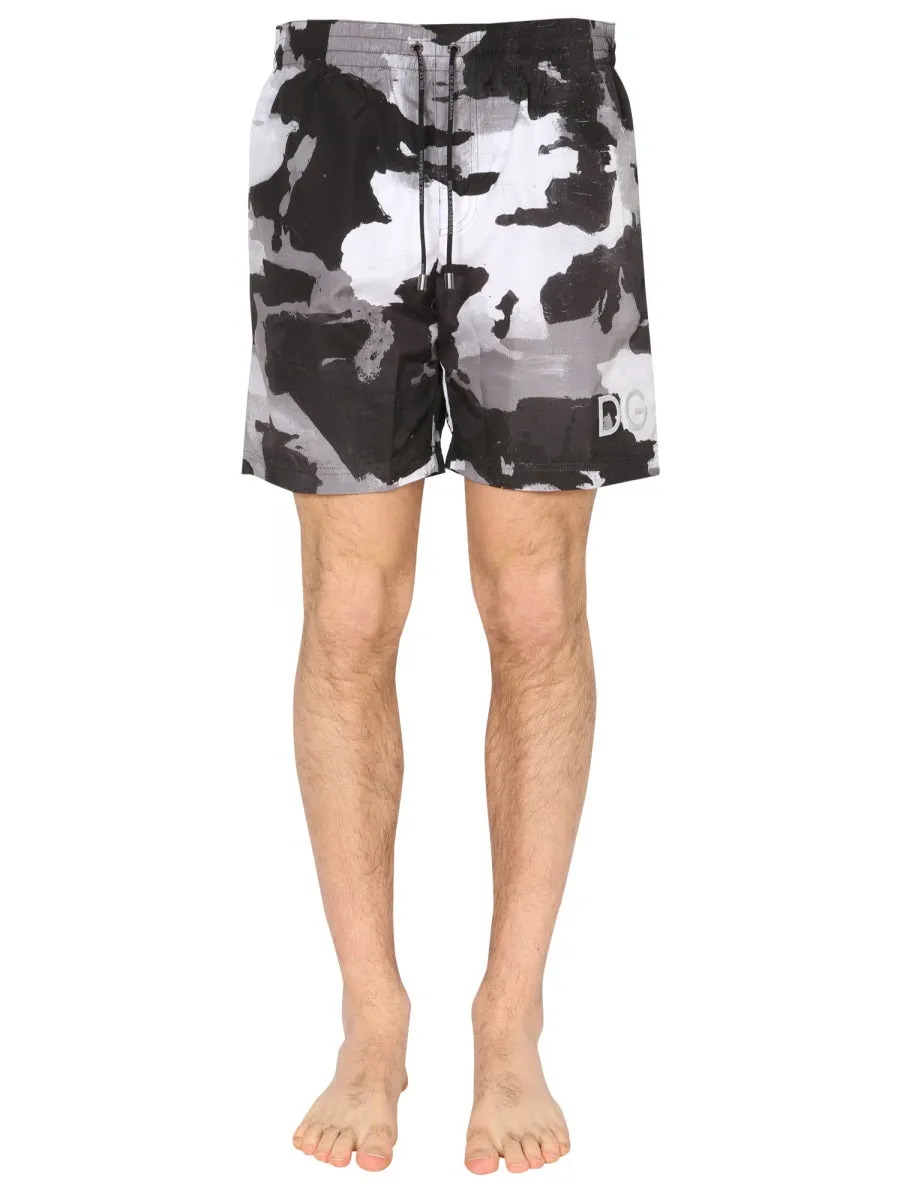 Dolce & Gabbana Camouflage Print Swim Trunks