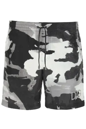 Dolce & Gabbana Camouflage Print Swim Trunks