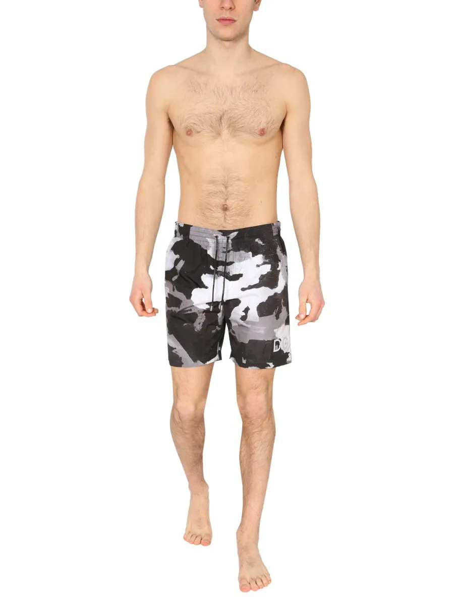 Dolce & Gabbana Camouflage Print Swim Trunks
