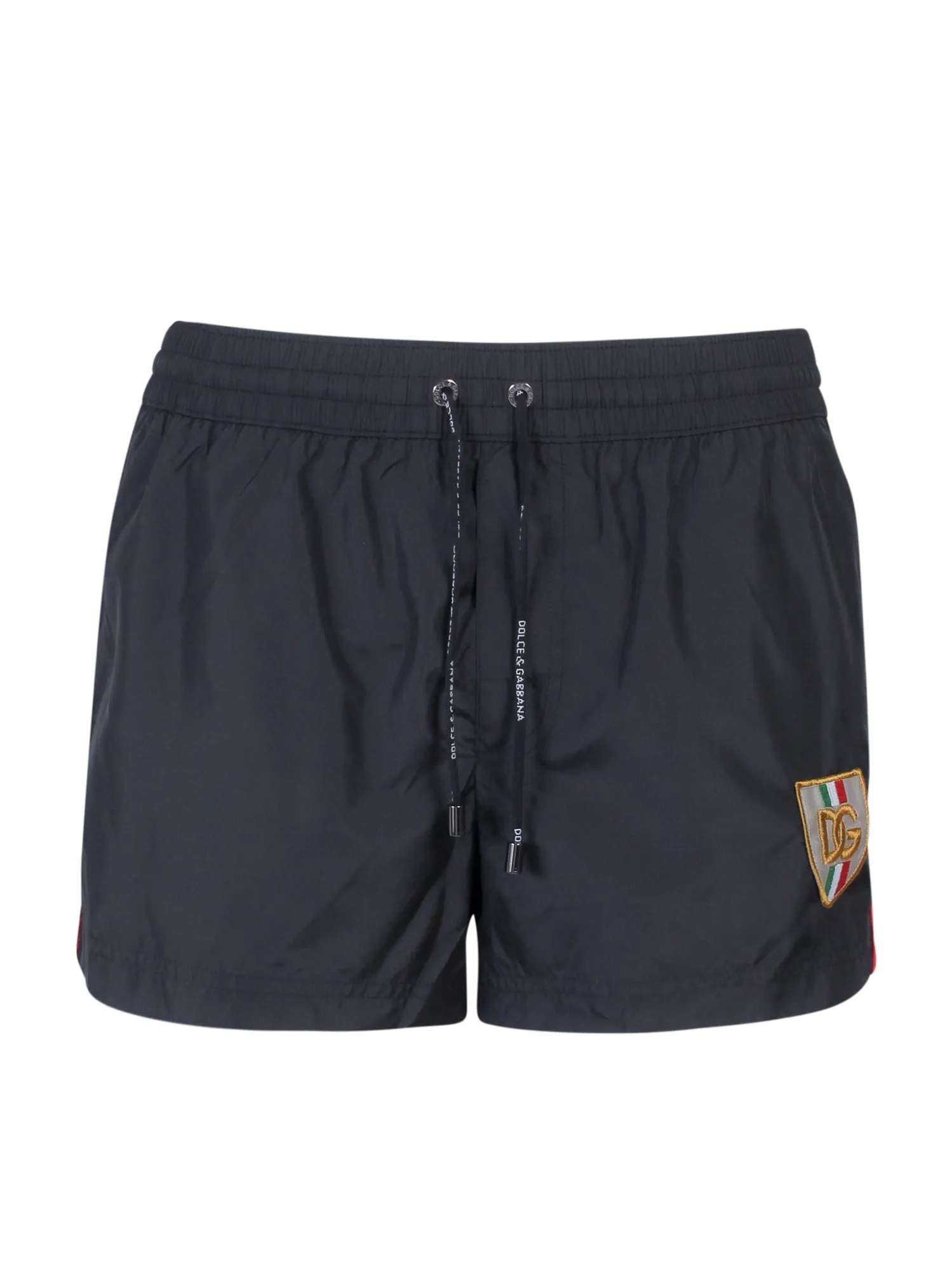 Dolce & Gabbana Logo Patch Drawstring Swim Trunks