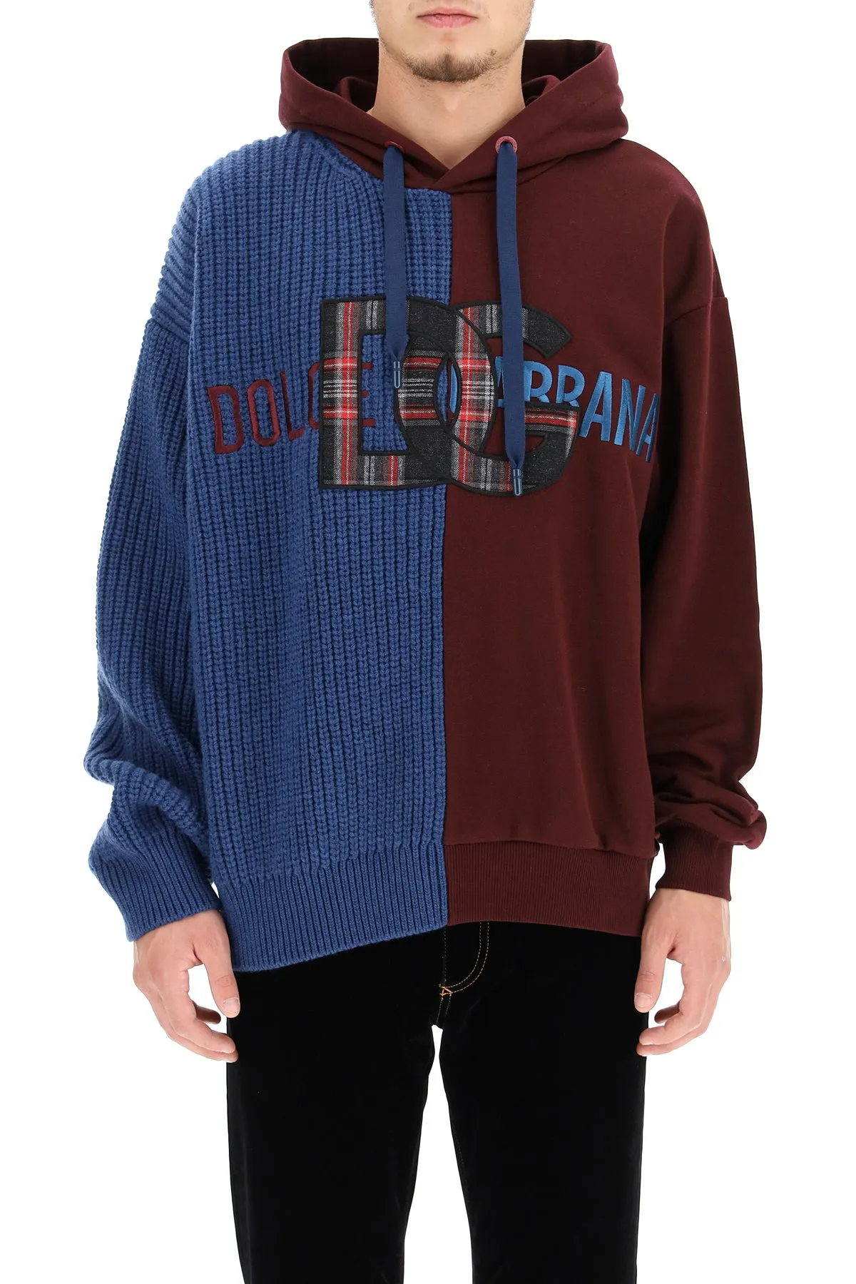 Dolce & Gabbana Logo Patched Knitted Hoodie
