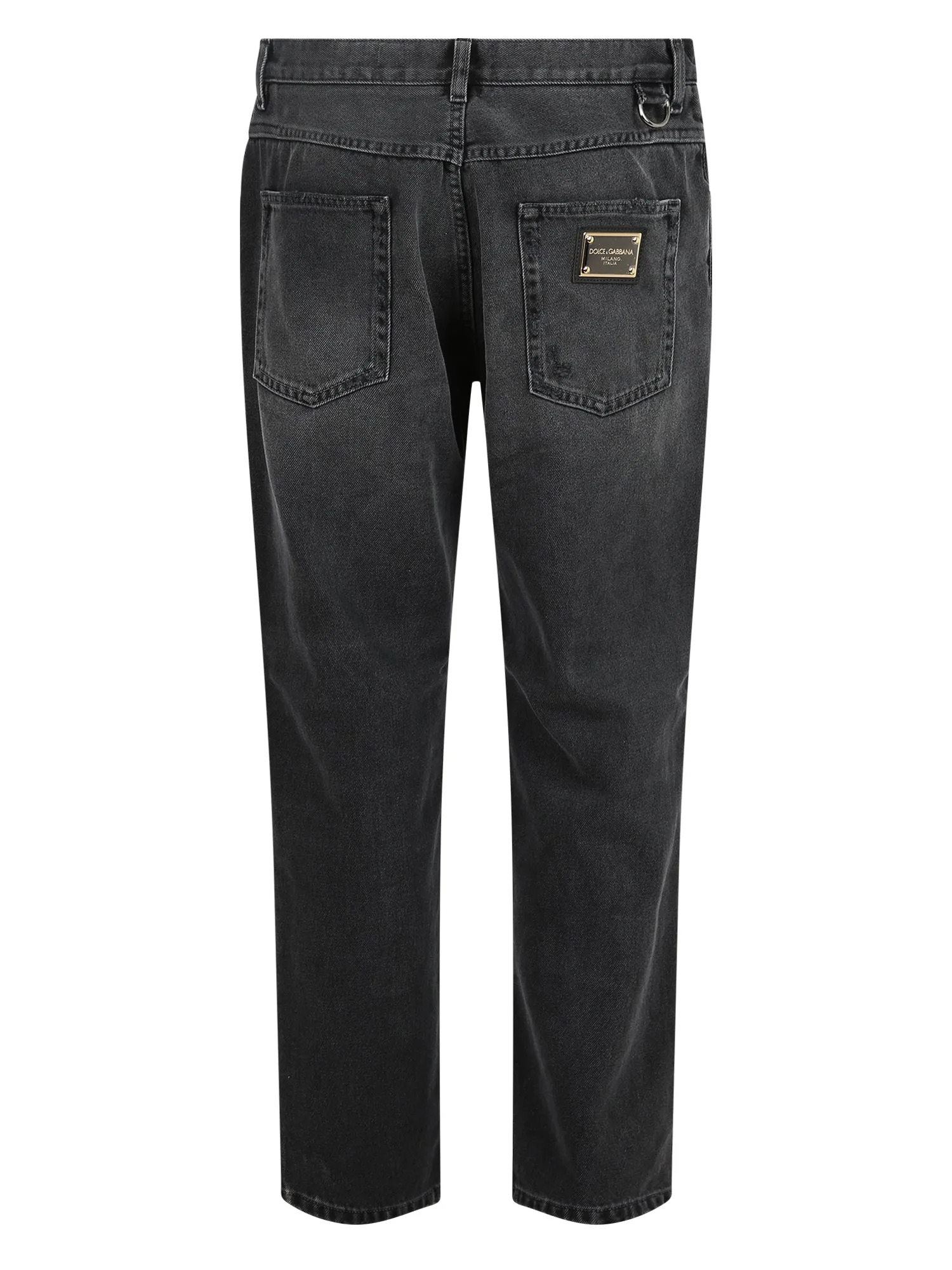 Dolce & Gabbana Logo Plaque Ripped Jeans