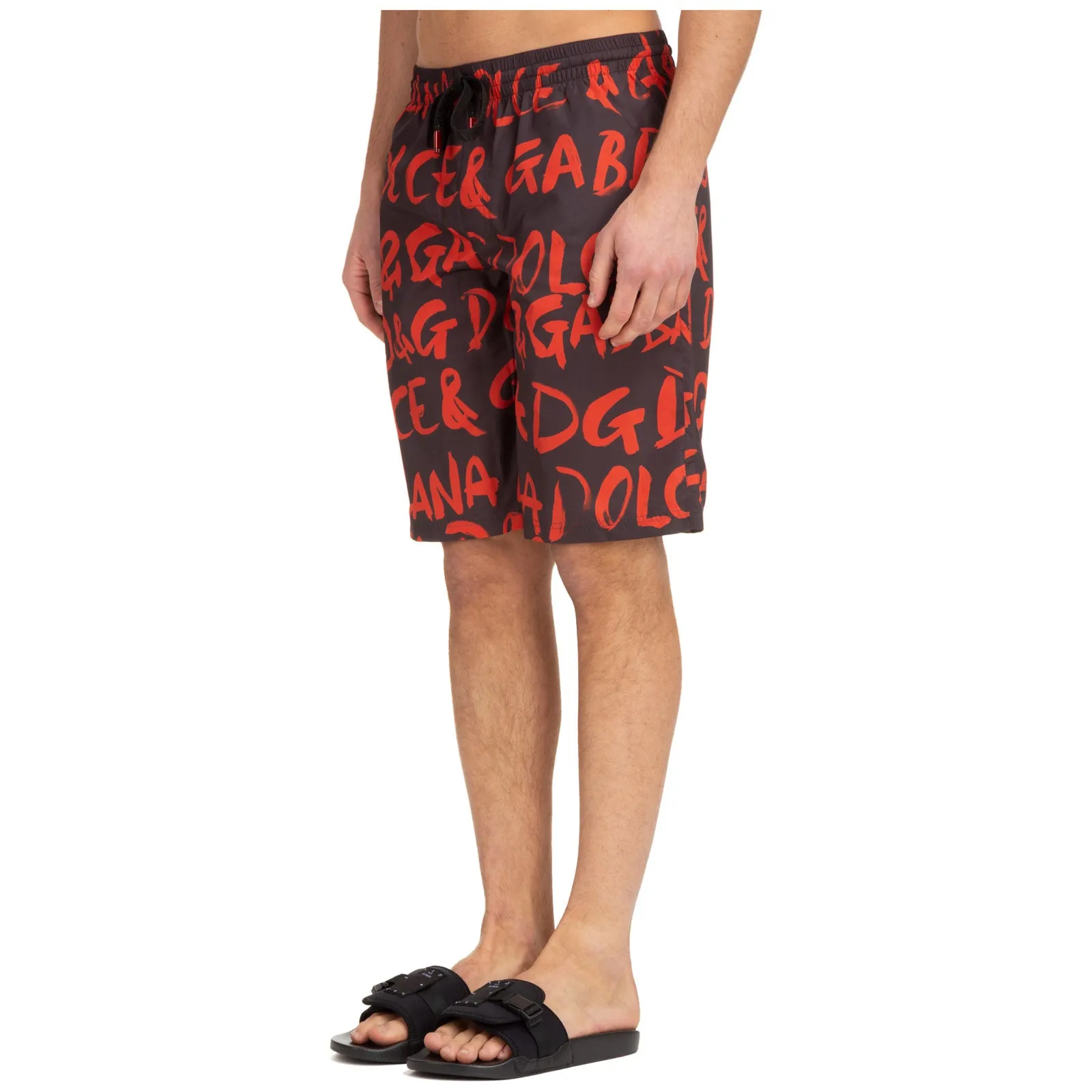 Dolce & Gabbana Logo Printed Drawstring Swim Trunks