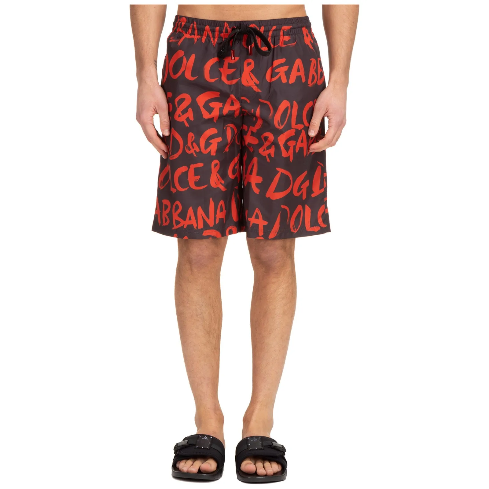 Dolce & Gabbana Logo Printed Drawstring Swim Trunks