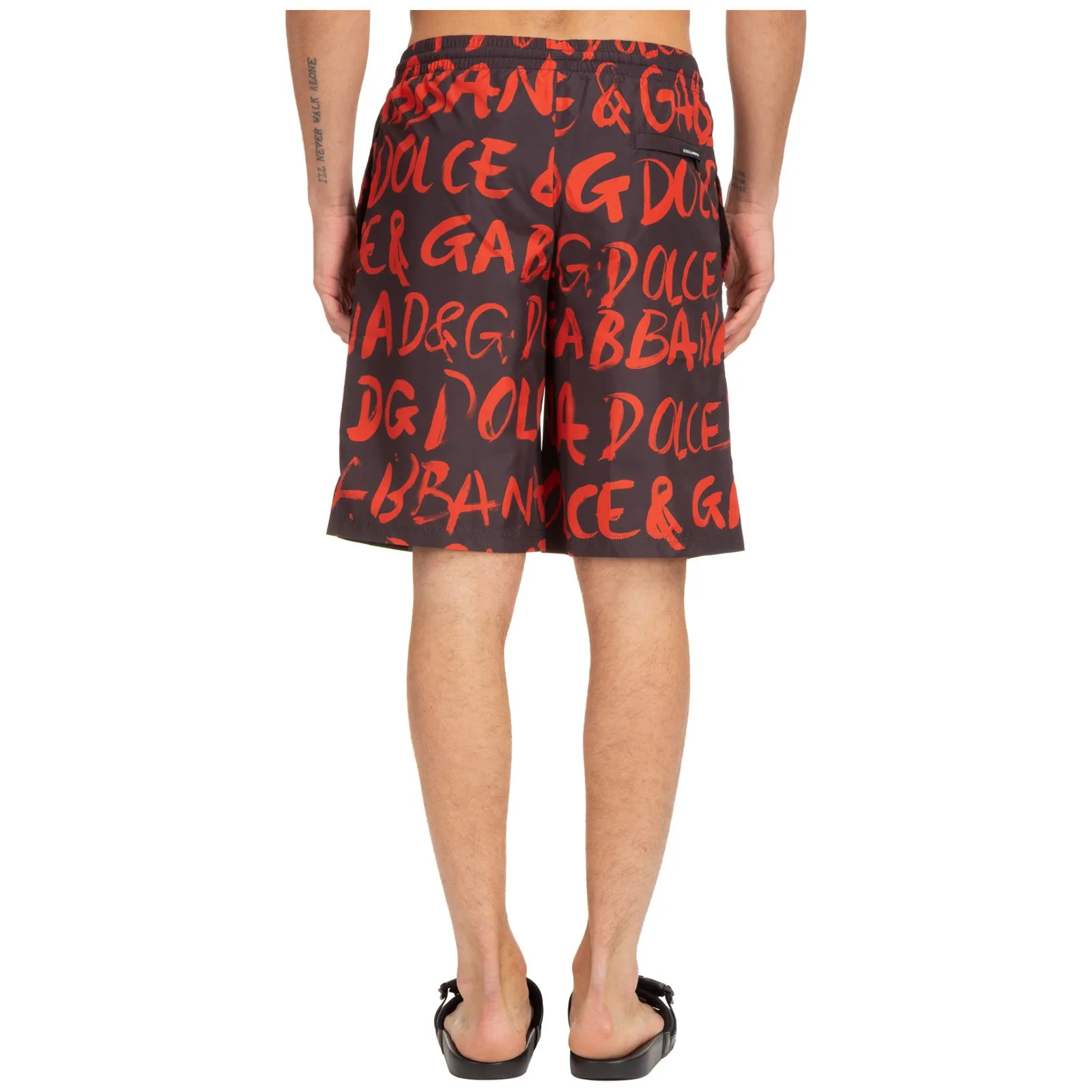 Dolce & Gabbana Logo Printed Drawstring Swim Trunks