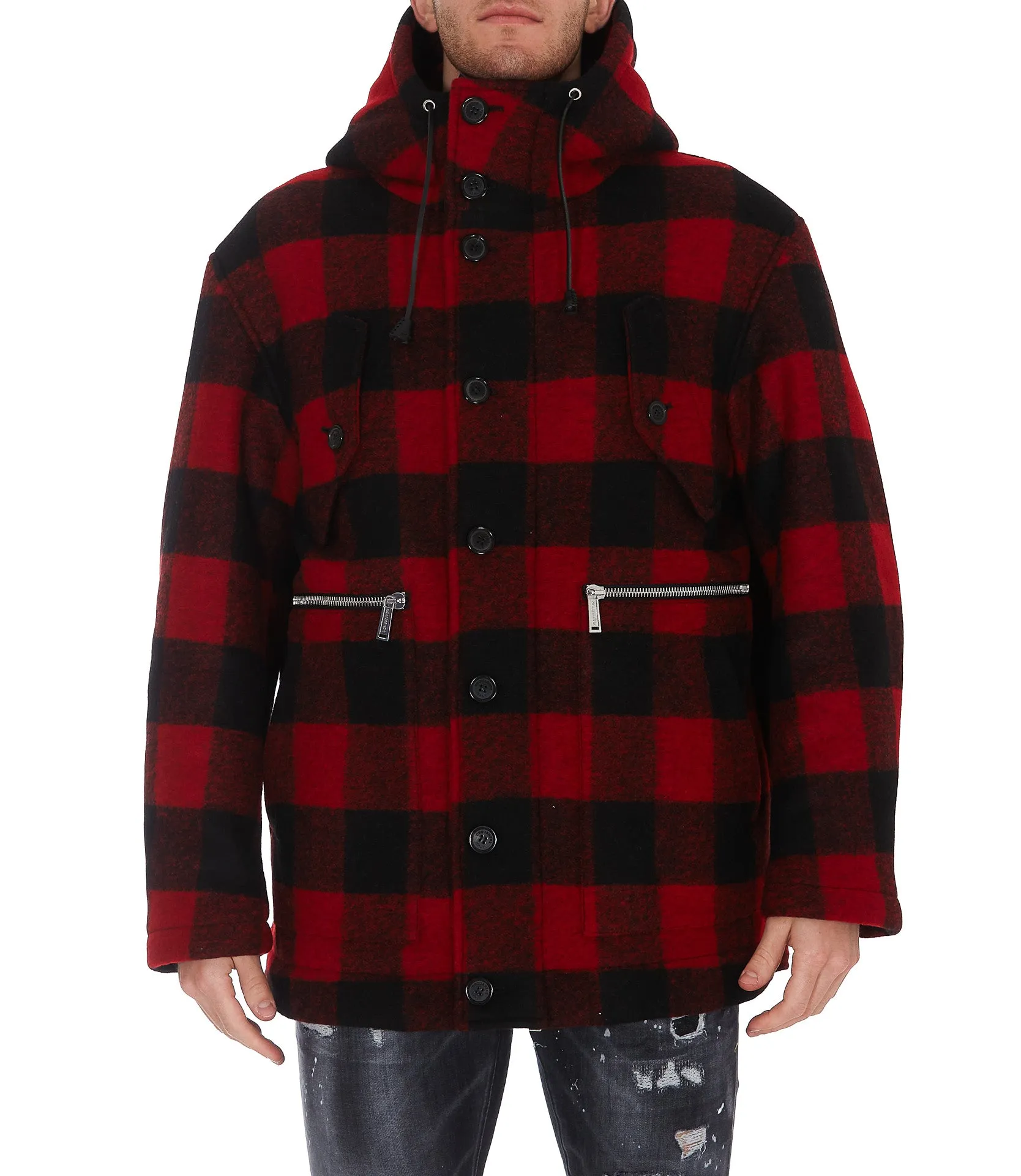 Dsquared2 Checked Single-Breasted Buttoned Coat