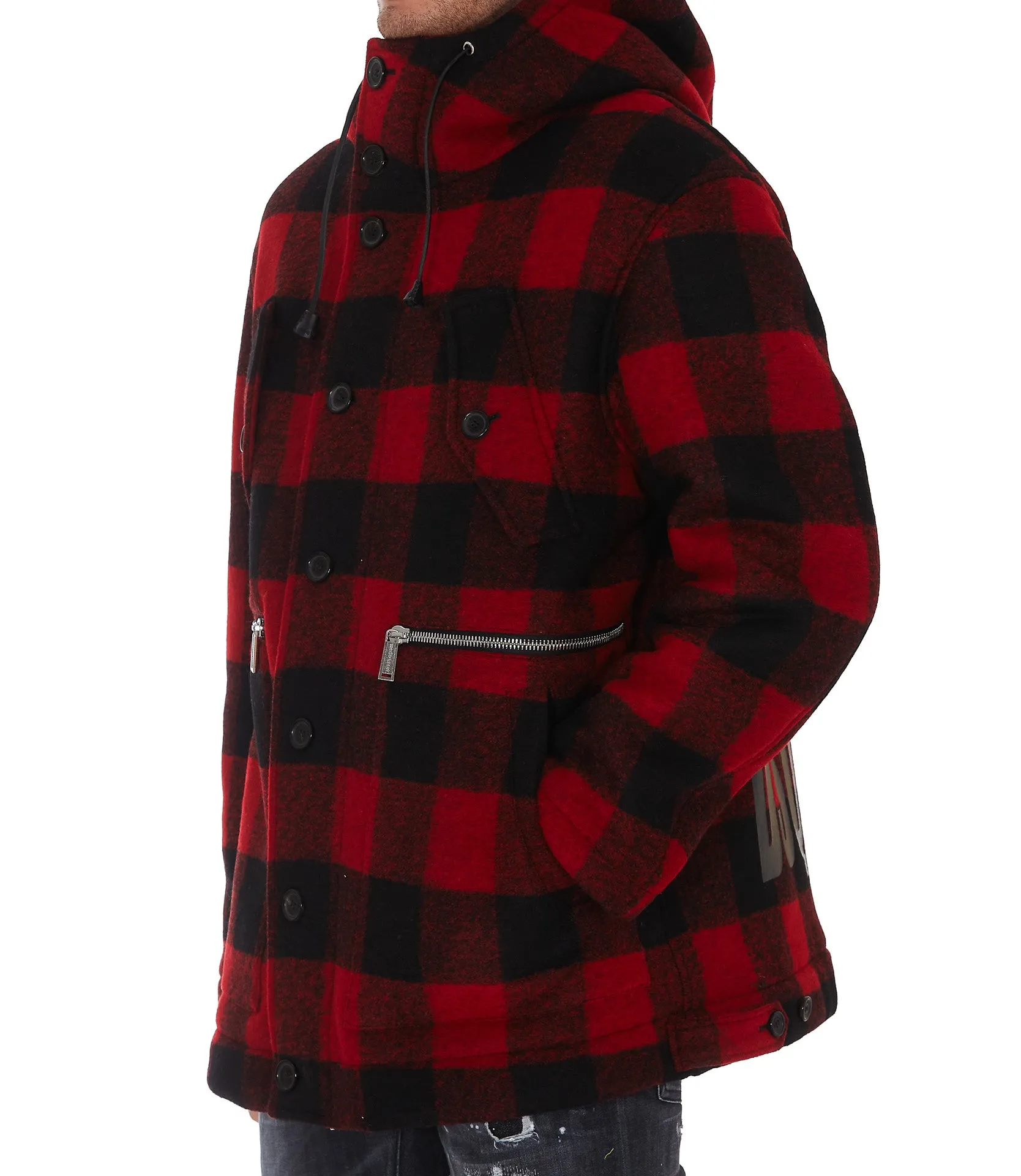 Dsquared2 Checked Single-Breasted Buttoned Coat