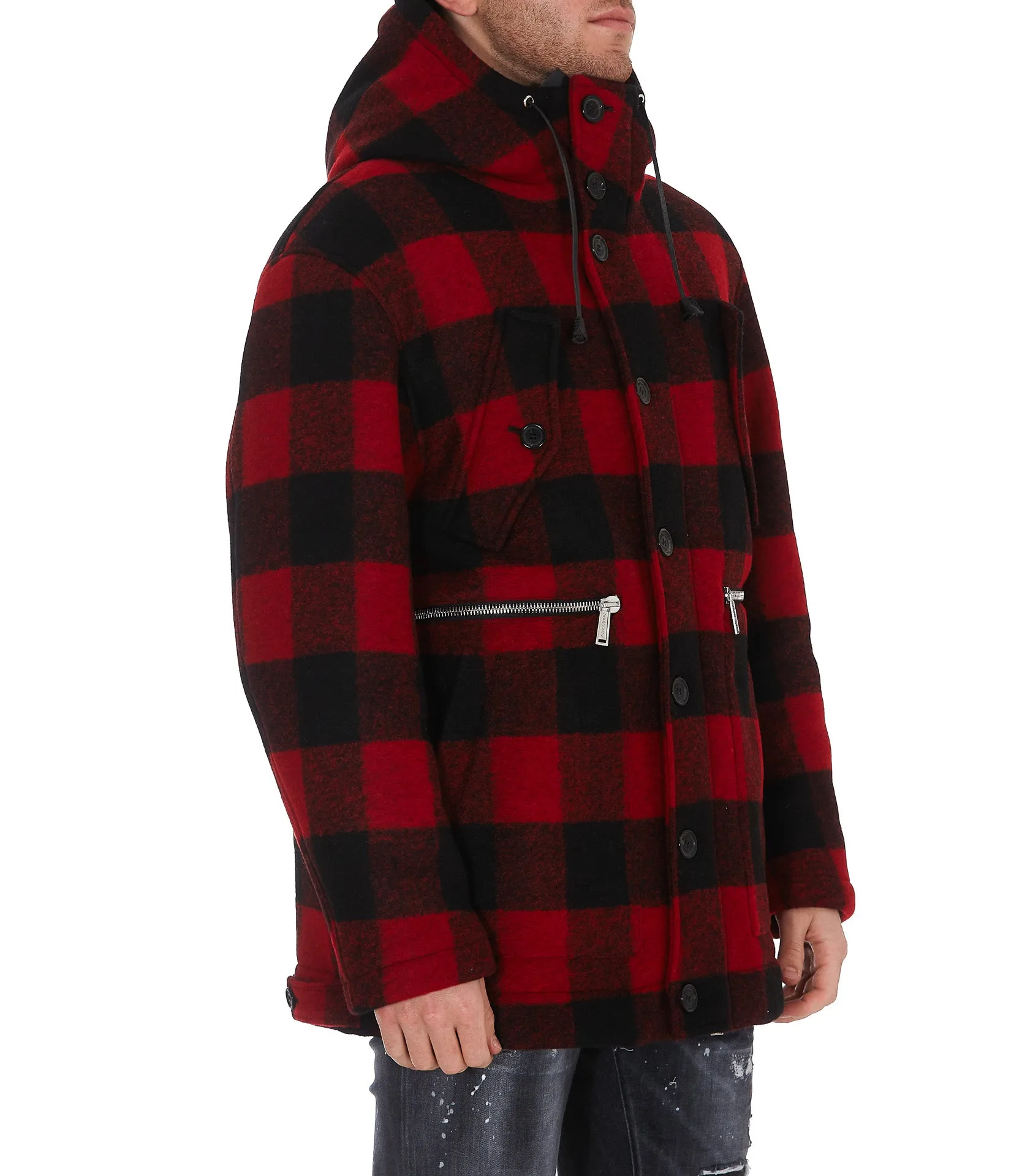 Dsquared2 Checked Single-Breasted Buttoned Coat