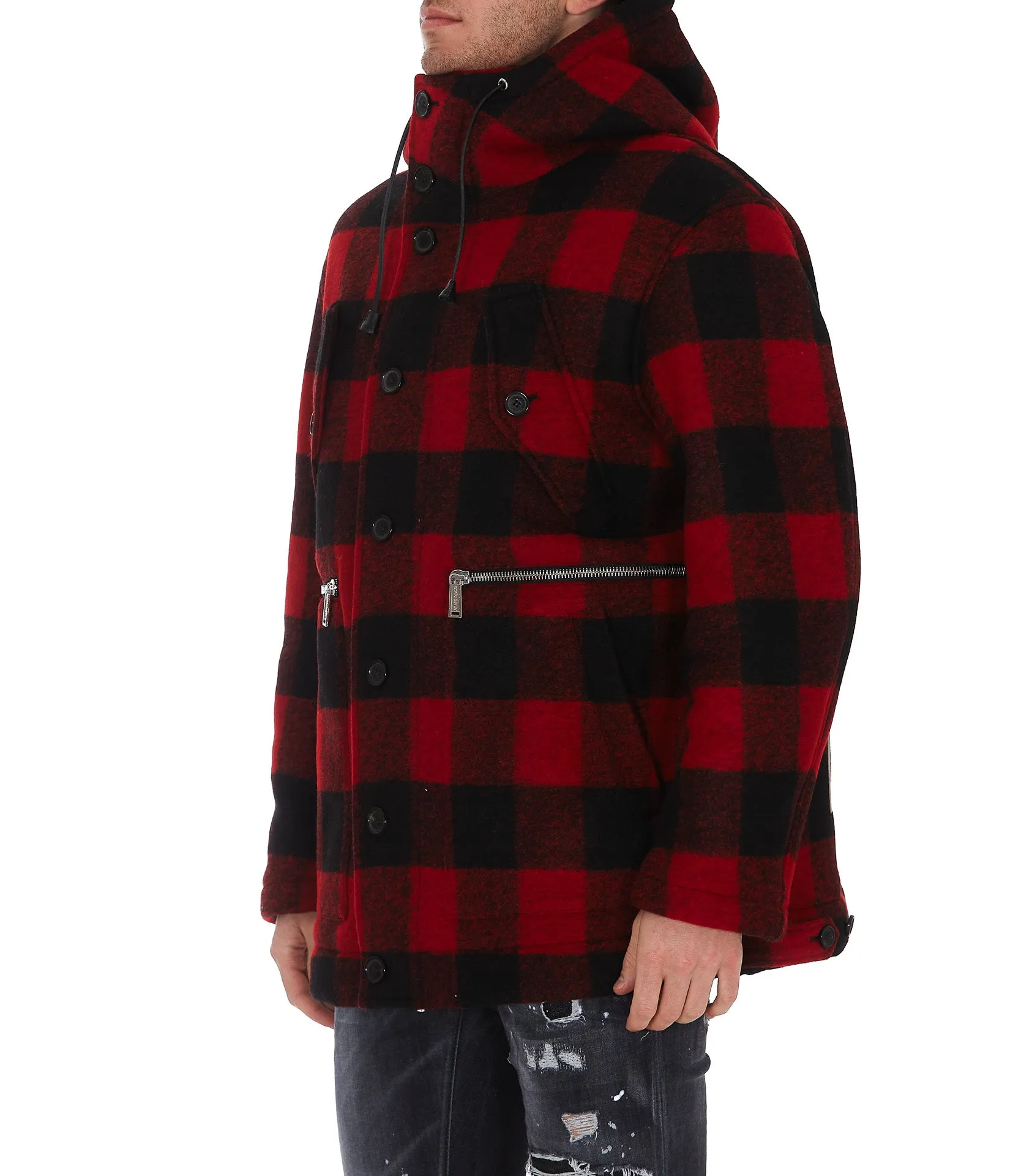 Dsquared2 Checked Single-Breasted Buttoned Coat