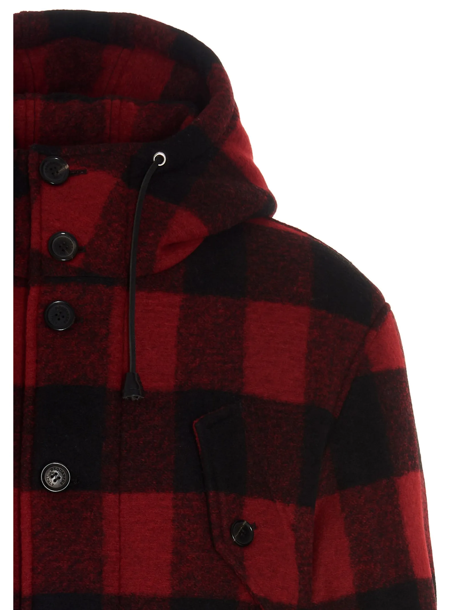 Dsquared2 Checked Single-Breasted Buttoned Coat