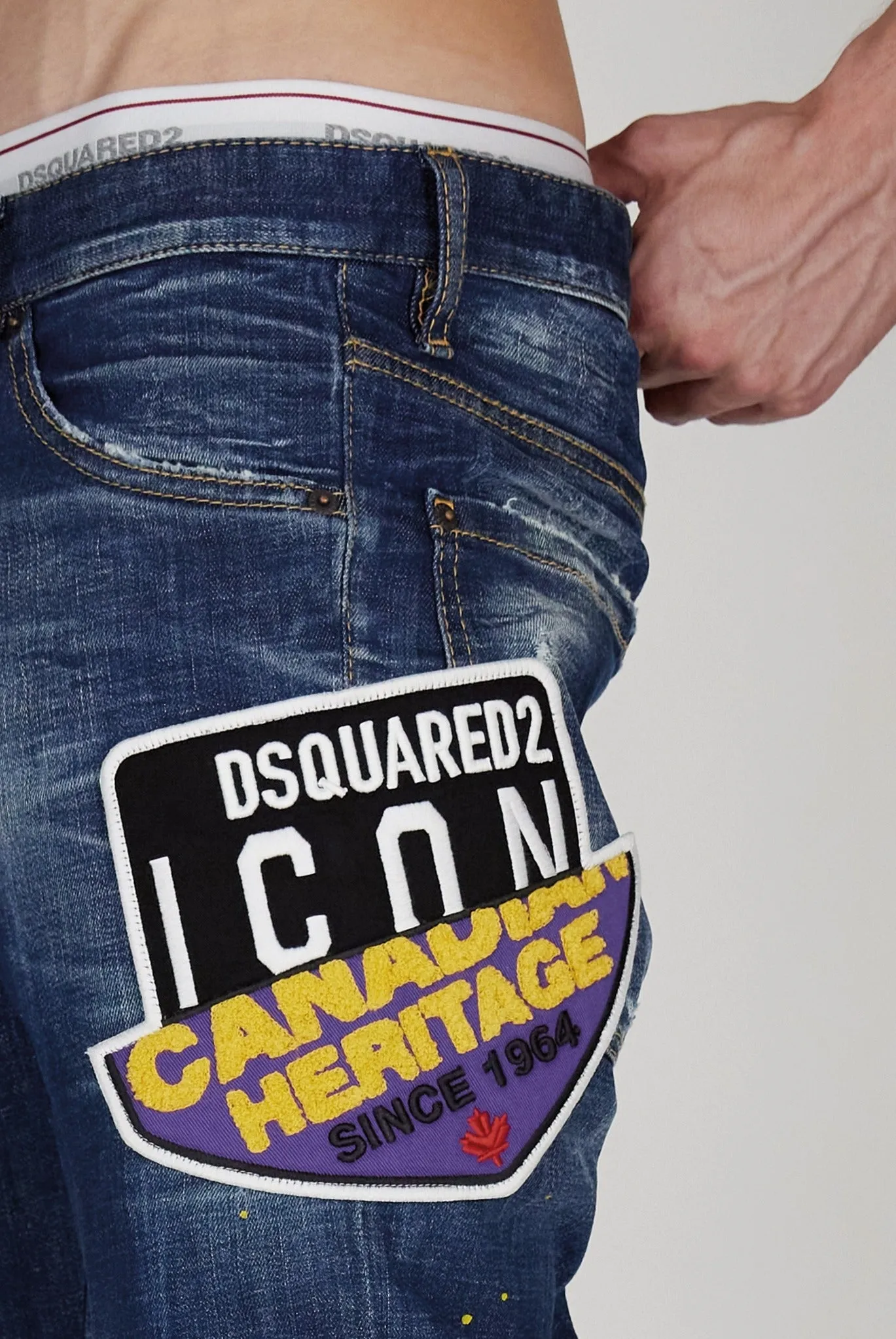 Dsquared2 Distressed Icon Patched Jeans