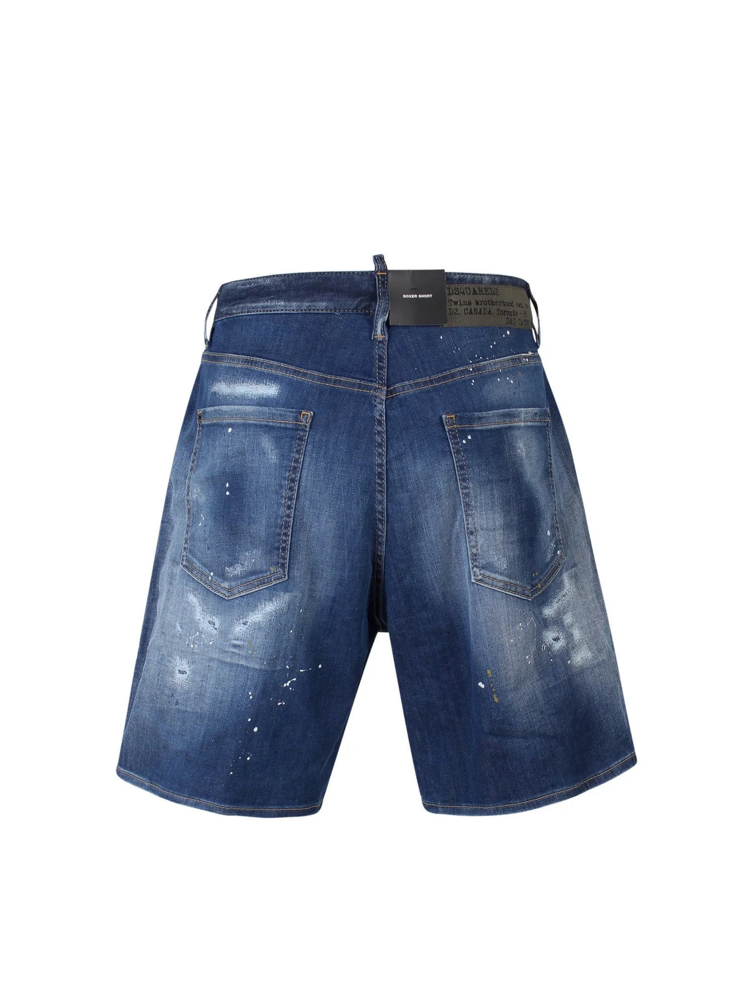 Dsquared2 Distressed Logo Patch Denim Shorts