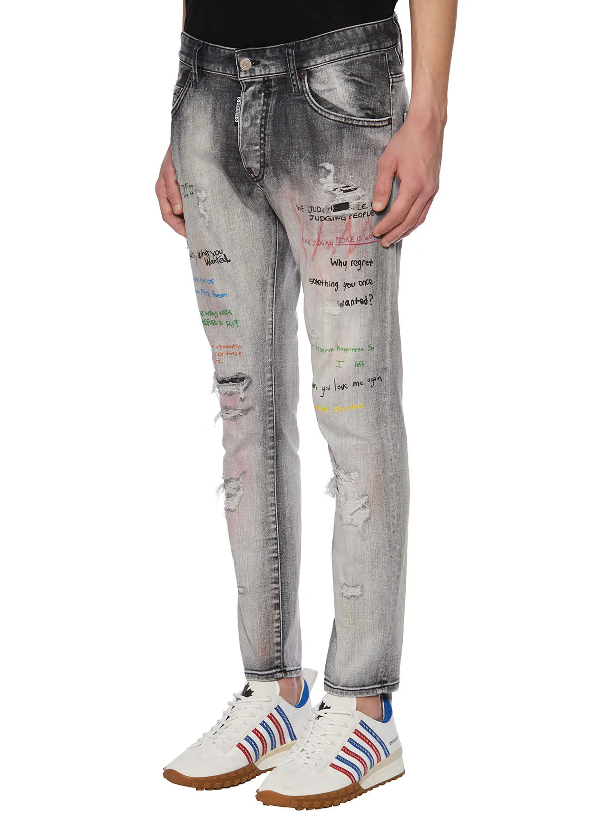 Dsquared2 Graffiti Print Distressed Jeans