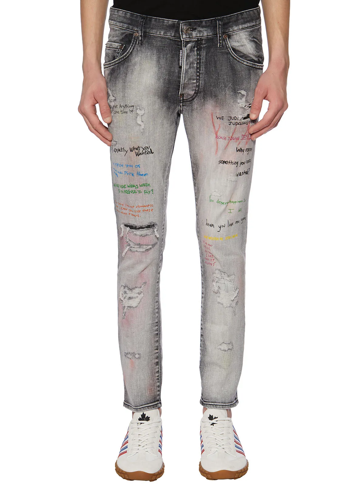 Dsquared2 Graffiti Print Distressed Jeans