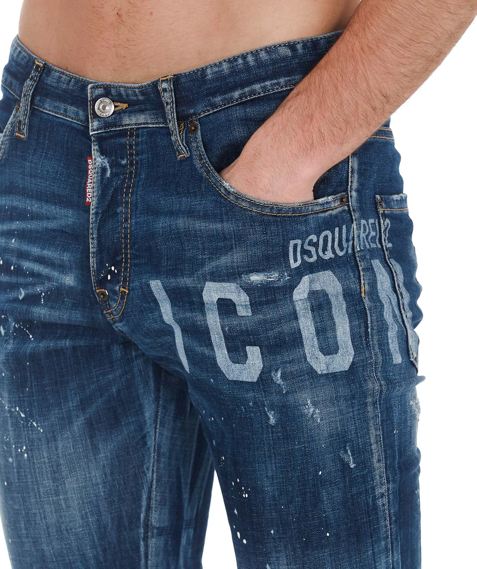 Dsquared2 Icon Print Paint Splatter Jeans