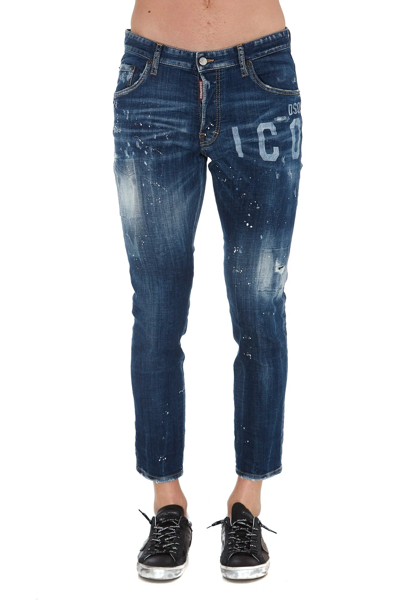 Dsquared2 Icon Print Paint Splatter Jeans