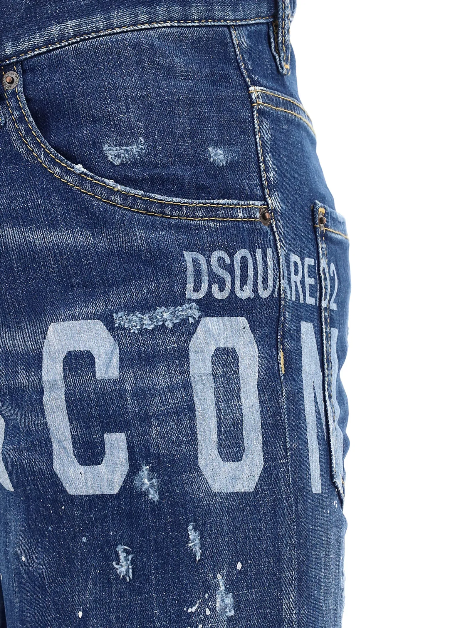 Dsquared2 Icon Print Paint Splatter Jeans