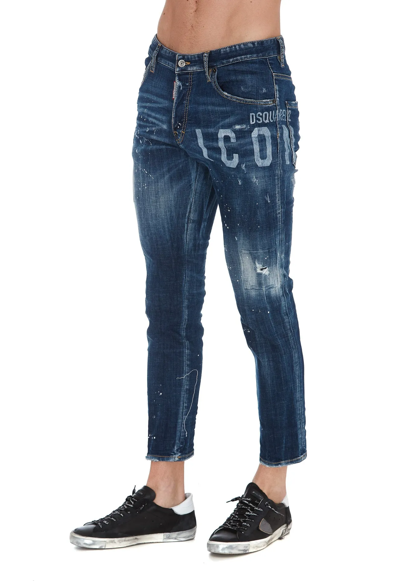 Dsquared2 Icon Print Paint Splatter Jeans