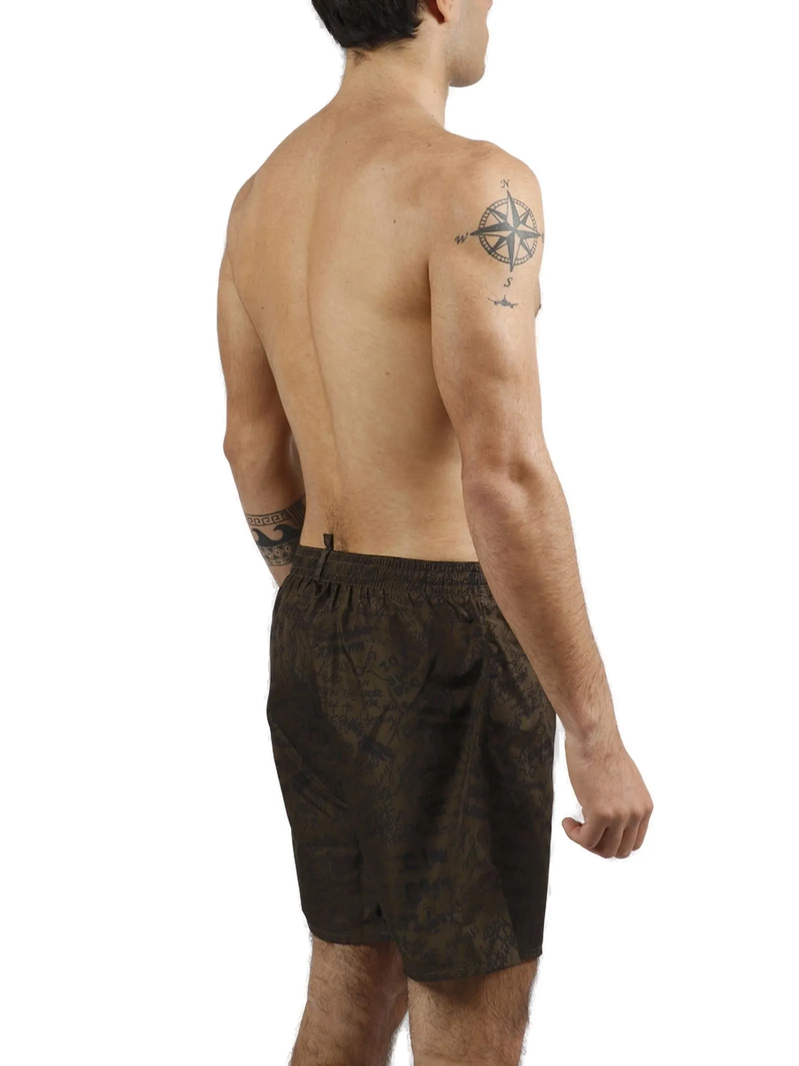 Dsquared2 Logo Graffiti Printed Drawstring Swim Shorts
