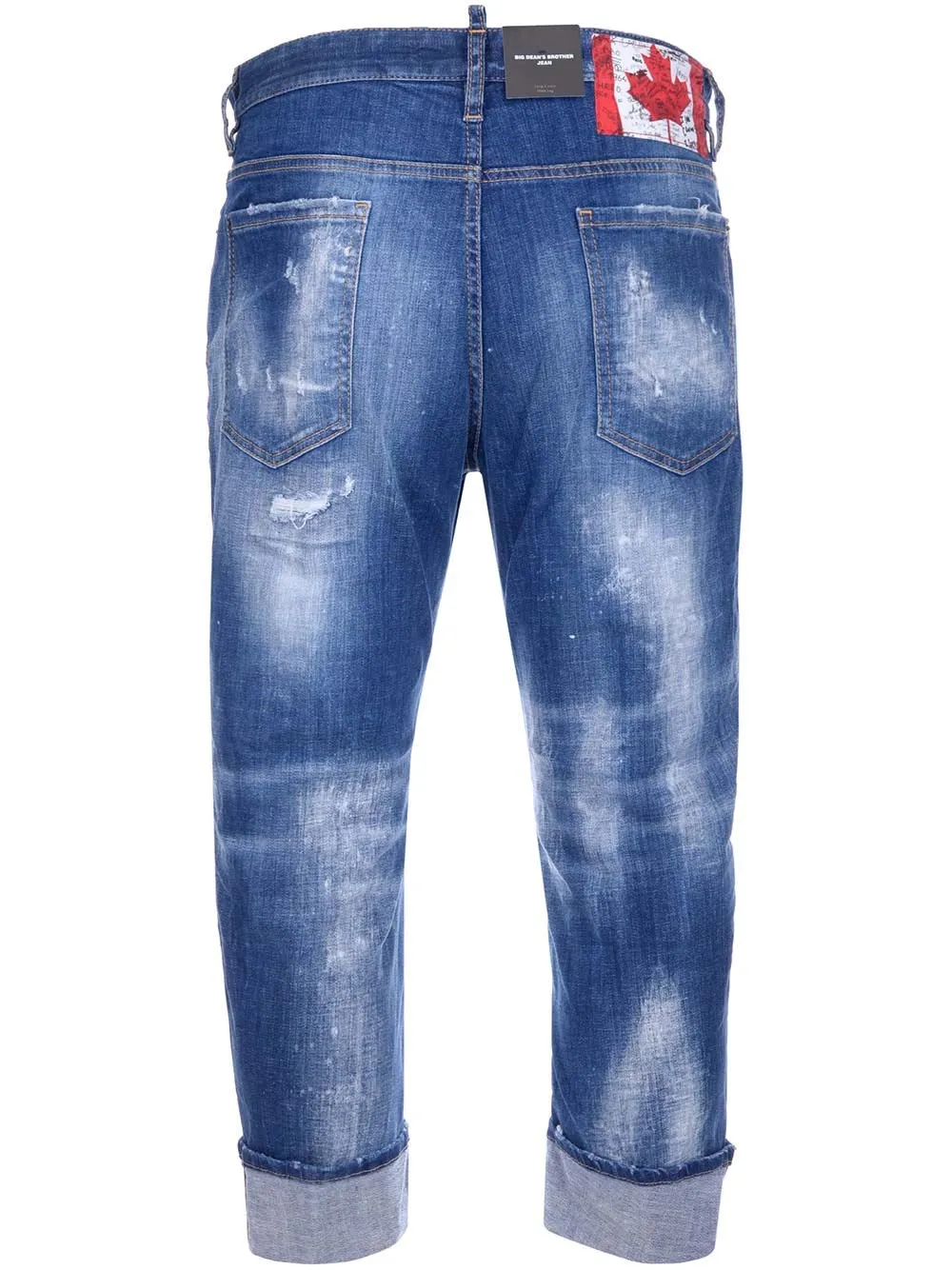 Dsquared2 Logo Patch Distressed Cropped Jeans
