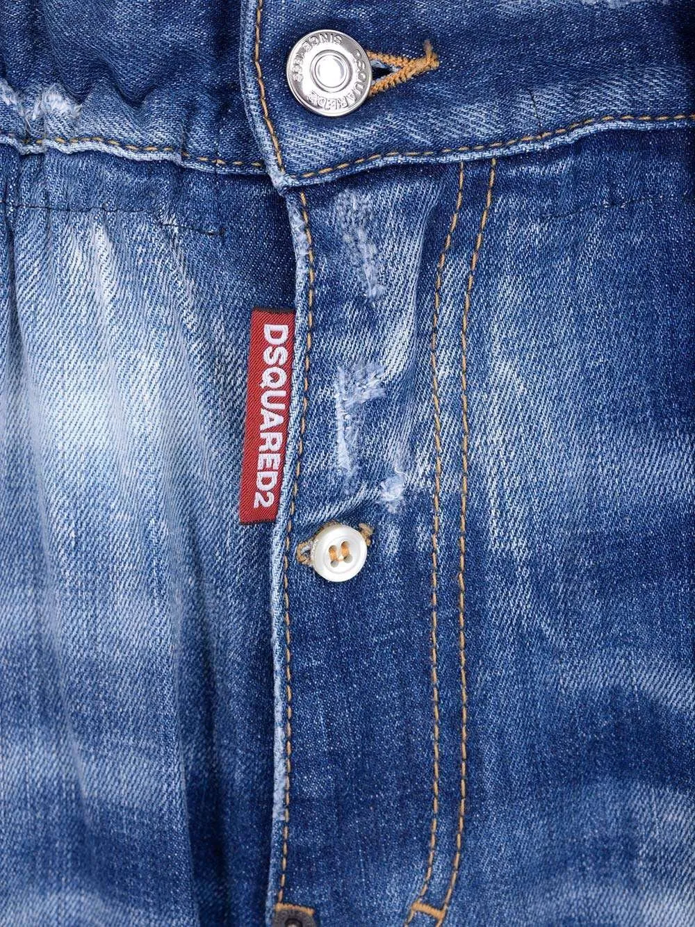 Dsquared2 Logo Patch Distressed Cropped Jeans