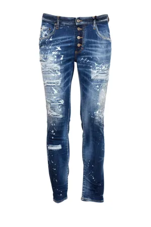 Dsquared2 Logo Patch Paint-Splatter Skinny Jeans