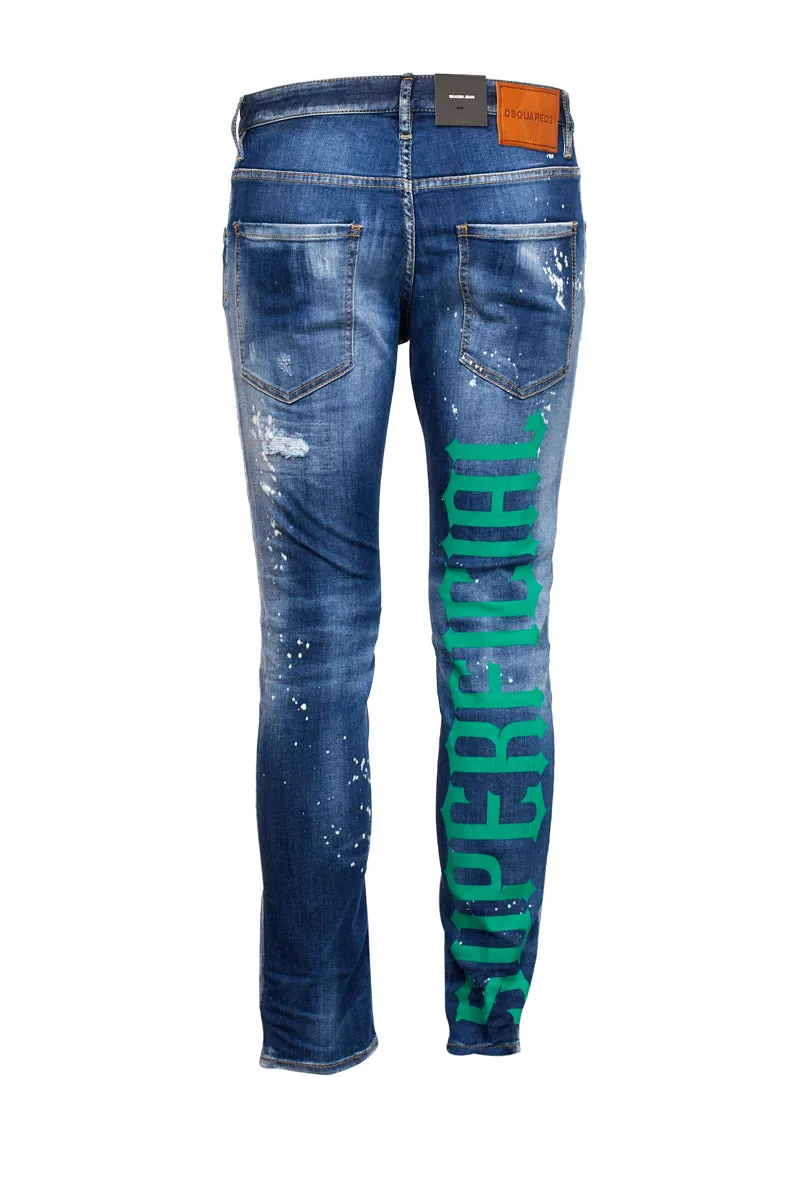 Dsquared2 Logo Patch Paint-Splatter Skinny Jeans