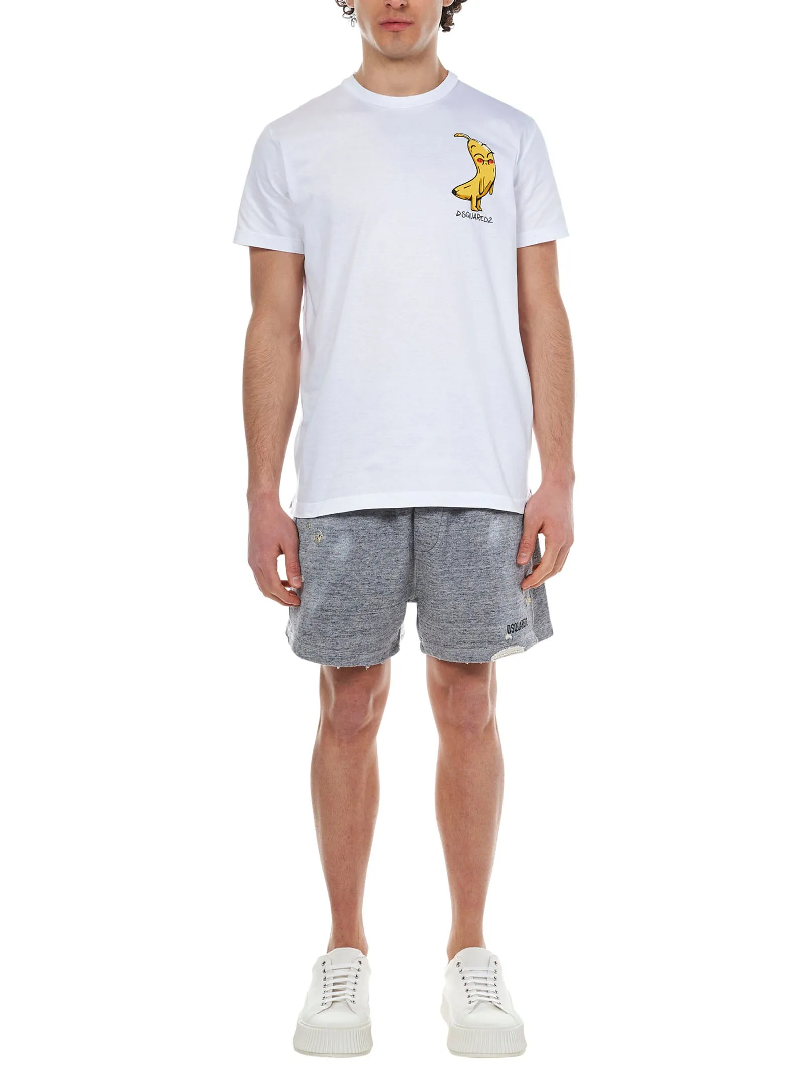 Dsquared2 Logo Print Distressed Shorts