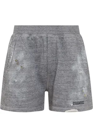 Dsquared2 Logo Print Distressed Shorts