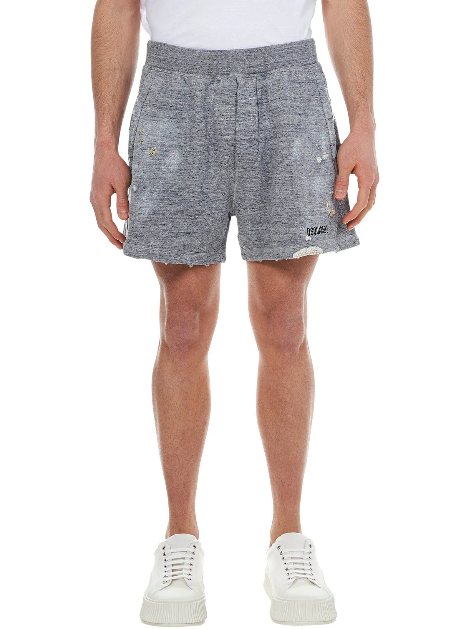 Dsquared2 Logo Print Distressed Shorts