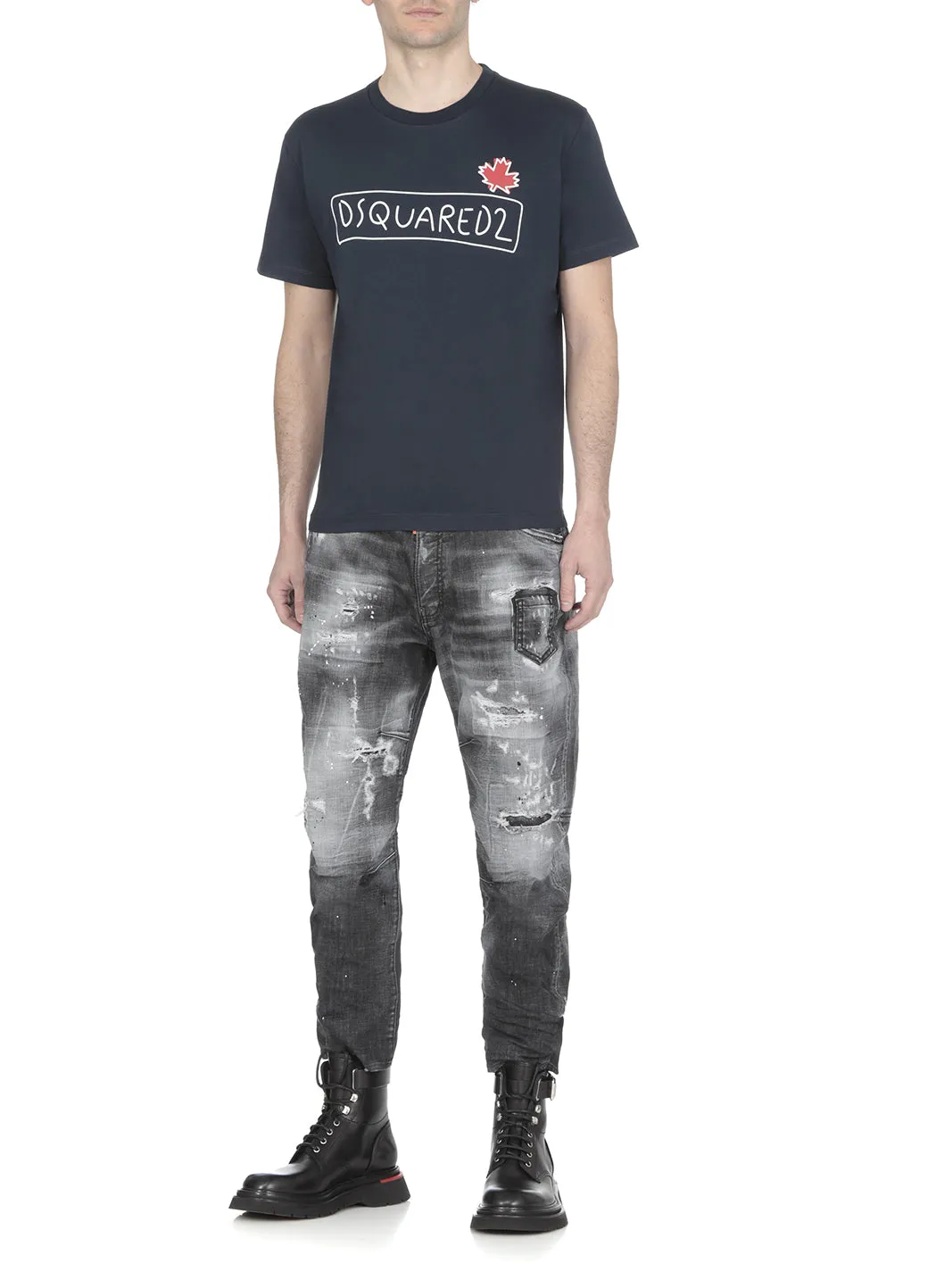 Dsquared2 Logo Tag Distressed Cropped Jeans
