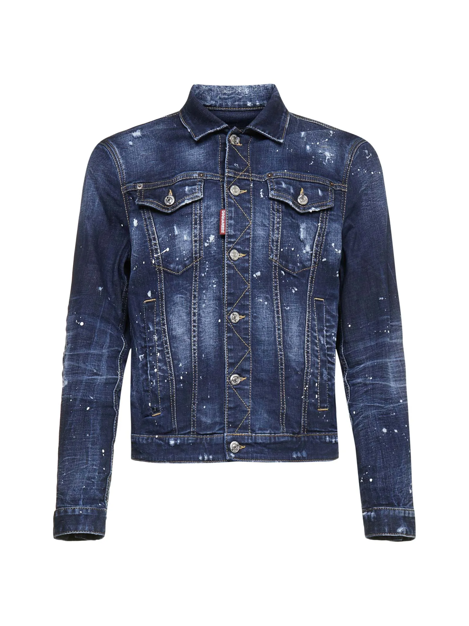 Dsquared2 Paint Splattered Buttoned Denim Jacket