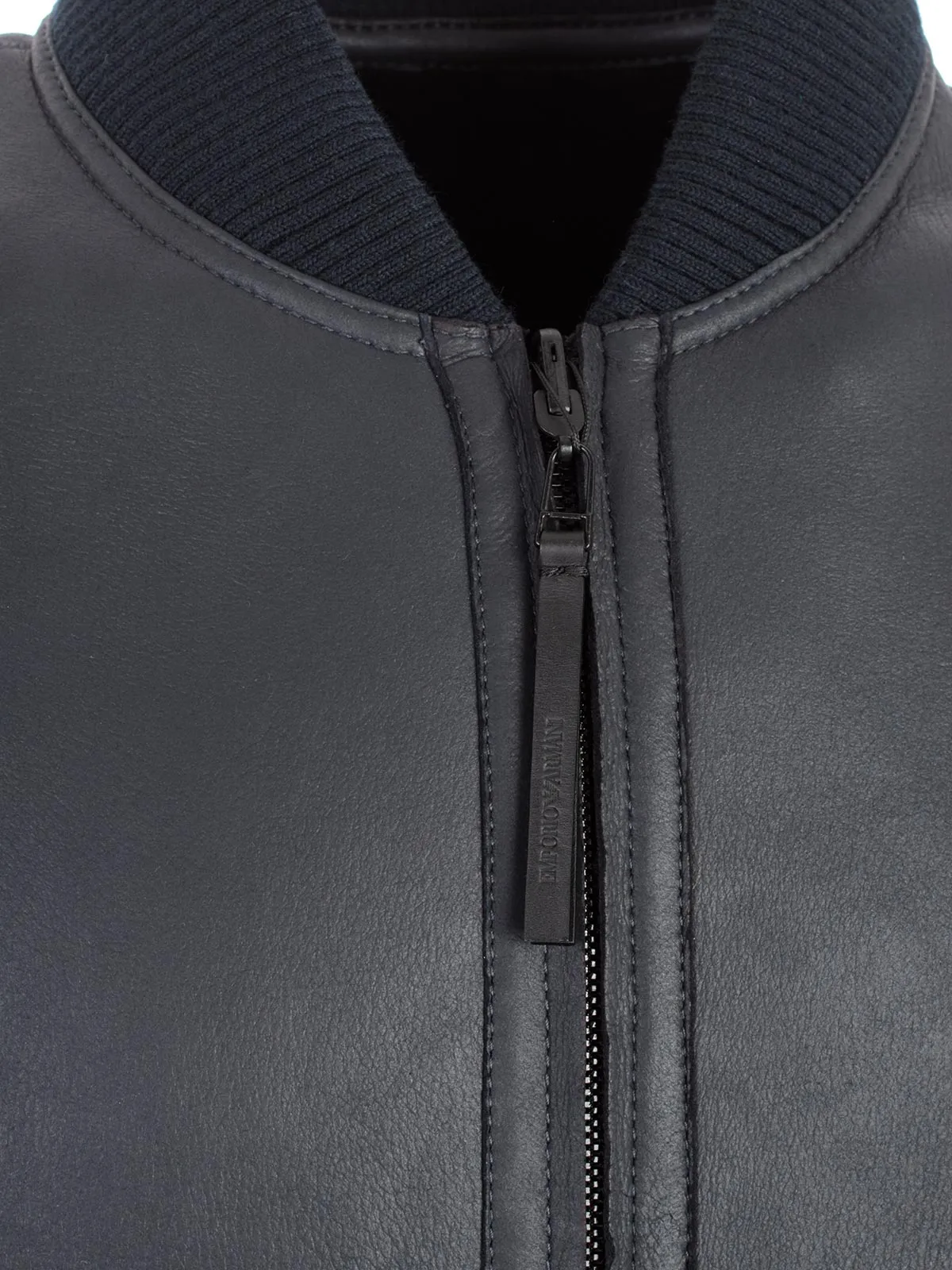 Emporio Armani Zipped Leather Bomber Jacket