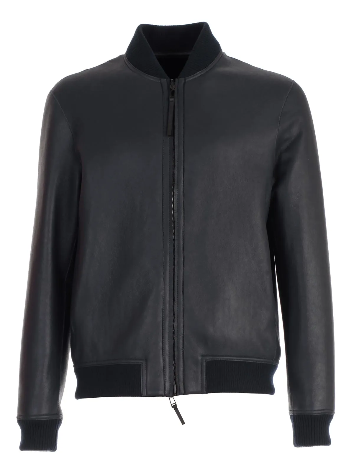 Emporio Armani Zipped Leather Bomber Jacket