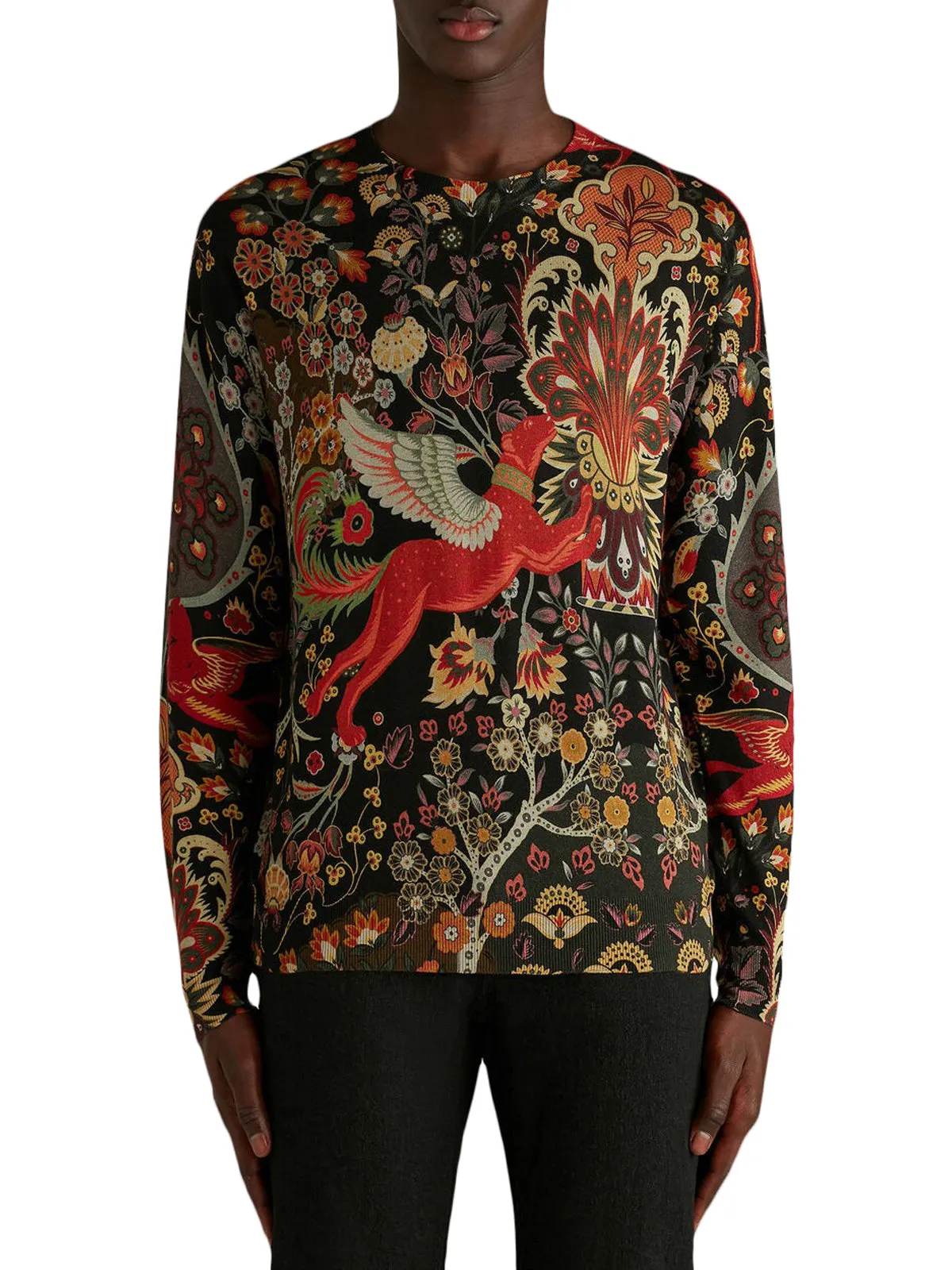 Etro Allover Graphic Print Crewneck Sweater