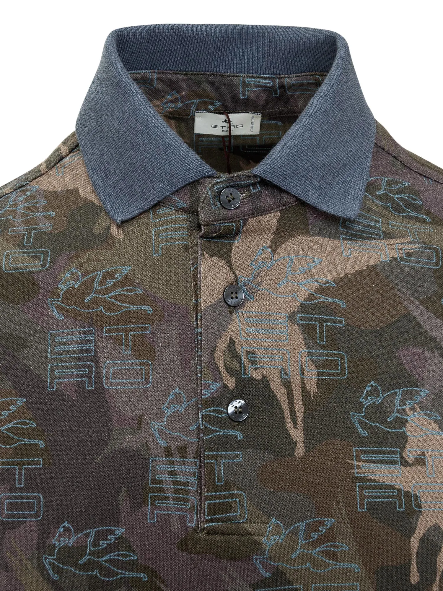 Etro Camouflage Logo Printed Polo Shirt