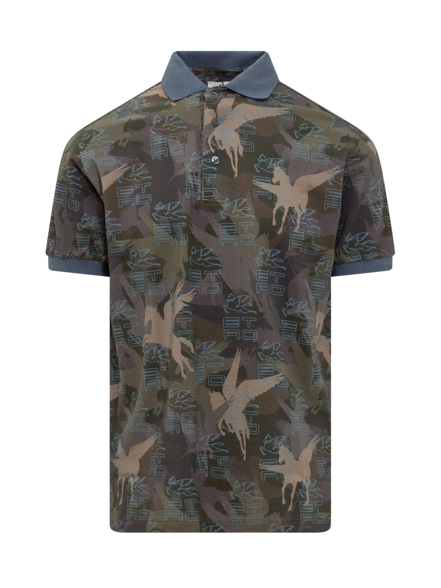 Etro Camouflage Logo Printed Polo Shirt