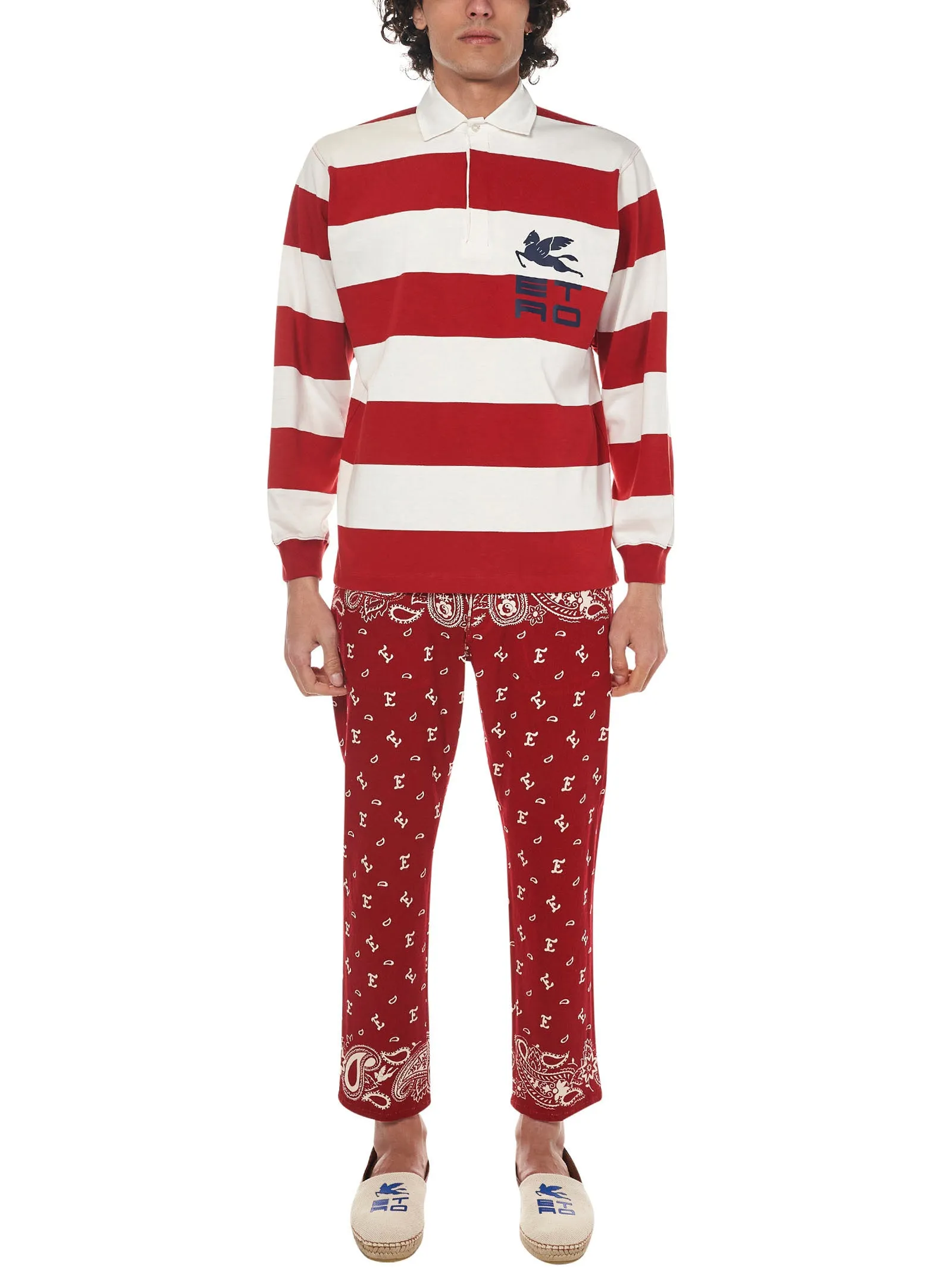 Etro Rugby-Striped Long-Sleeved Polo Shirt